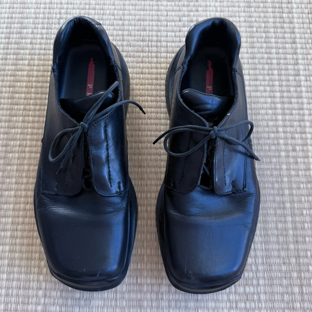 Prada Sport Black Leather Lace-Up Oxford